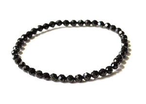 Black Tourmaline Polished Sparkly Faceted Bracelet