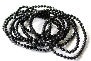 Black Tourmaline Polished Sparkly Faceted Bracelet