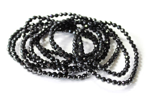 Black Tourmaline Polished Sparkly Faceted Bracelet