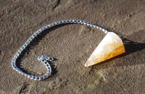 Citrine Faceted Dowsing Crystal Pendulum for Divination and Energy Healing Work