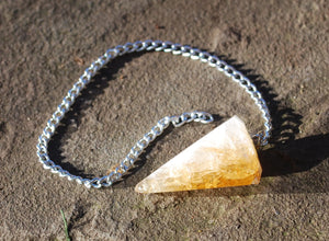 Citrine Faceted Dowsing Crystal Pendulum for Divination and Energy Healing Work