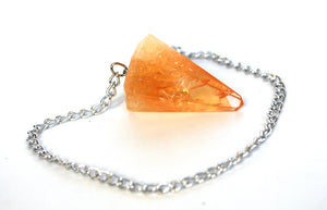 Citrine Faceted Dowsing Crystal Pendulum for Divination and Energy Healing Work