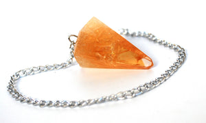 Citrine Faceted Dowsing Crystal Pendulum for Divination and Energy Healing Work