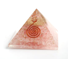 Load image into Gallery viewer, Large Natural Rose Quartz Crystal Stones Orgone Pyramid Inc Clear Quartz Centre Point