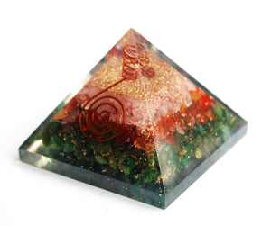 Rose Quartz, Carnelian & Green Jade Large Orgone Pyramid for Serenity & Calm