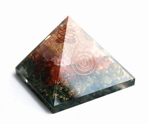 Rose Quartz, Carnelian & Green Jade Large Orgone Pyramid for Serenity & Calm