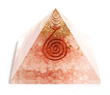 Load image into Gallery viewer, Large Natural Rose Quartz Crystal Stones Orgone Pyramid Inc Clear Quartz Centre Point