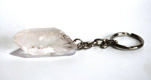 Clear Quartz Crystal Stone Keyring