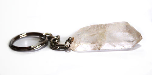 Clear Quartz Crystal Stone Keyring