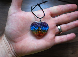 Chakra Crystal Orgone Heart Pendant