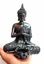 Load image into Gallery viewer, Large Silver Resin Thai Buddha With Candle Holder Colour Gift Present 20.5cm approx - Krystal Gifts UK