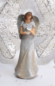 15 cm White Glitter Guardian Angel Ornament (Figure 3)