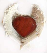 Load image into Gallery viewer, Red Jasper Heart Crystal in White Angel Wings Dish Gift Set