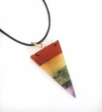 Load image into Gallery viewer, Seven Crystals Chakra Arrowhead Pendant Engraved with Reiki Symbol - Krystal Gifts UK