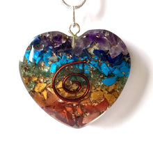 Load image into Gallery viewer, Chakra Crystal Orgone Heart Pendant