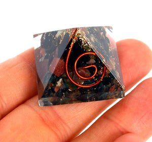 Bloodstone Small Crystal Chip Orgone Pyramid