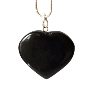 Black Obsidian Crystal Heart Pendant