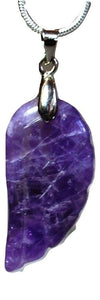 Amethyst Natural Crystal Angel Wings Pendant Necklace & Silver Chain |Reiju