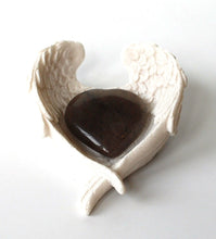 Load image into Gallery viewer, Blue Aventurine Crystal Stone Heart In Angel Wings Dish Gift