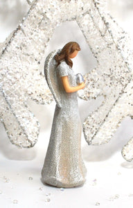 15 cm White Glitter Guardian Angel Ornament (Figure 3)