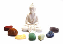 Load image into Gallery viewer, Chakra Tumble Crystal Stone Set Inc White Buddha Set