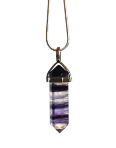 Fluorite Banded Crystal Pendant with Silver Chain - Krystal Gifts UK