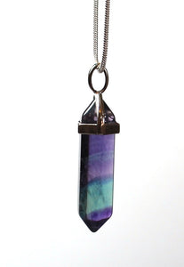Fluorite Banded Crystal Pendant with Silver Chain - Krystal Gifts UK