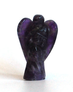 Amethyst Pocket Hand Carved Crystal Angel (2.5cm) - Krystal Gifts UK
