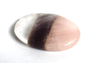 Rose Quartz, Amethyst & Clear Quartz Natural Crystal Worry Cabachone Palm Stone