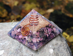 Rhodonite Large Orgone Crystal Pyramid