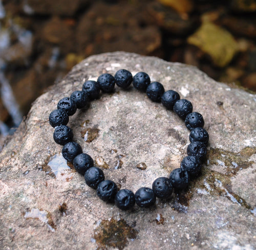 Lava Stone Polished Beads Bracelet