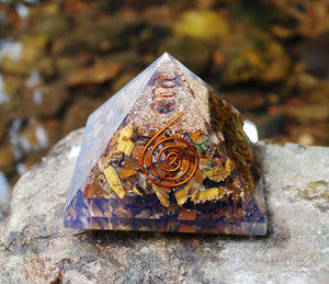 Tigers Eye Large Crystal Orgone Pyramid