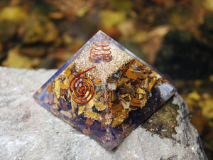 Tigers Eye Large Crystal Orgone Pyramid