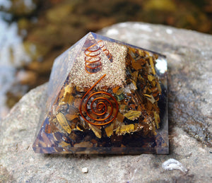 Tigers Eye Large Crystal Orgone Pyramid