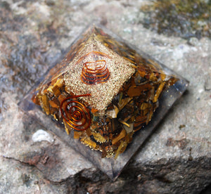 Tigers Eye Large Crystal Orgone Pyramid