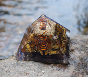 Tigers Eye Large Crystal Orgone Pyramid