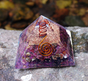 Large Ruby Orgone Orgonite Crystal Pyramid