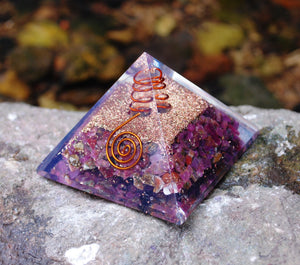 Large Ruby Orgone Orgonite Crystal Pyramid