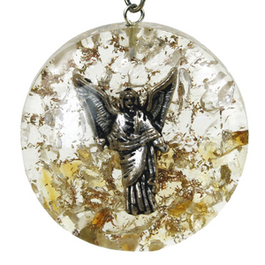 Archangel Uriel Citrine & Clear Quartz Crystal Orgone Pendant And Silver Chain - Krystal Gifts UK